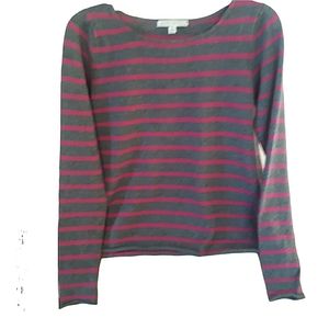 Autumn Cashmere Crew Neck Striped Pullover Sweater  size M